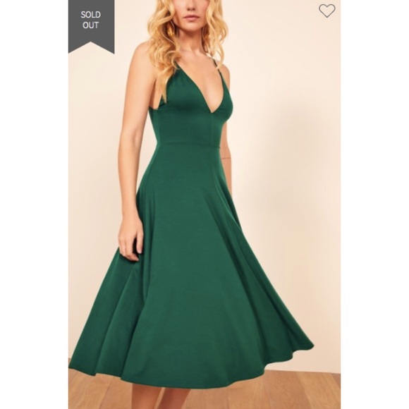 Reformation Strada Sleeveless Dress Emerald - Picture 3 of 9